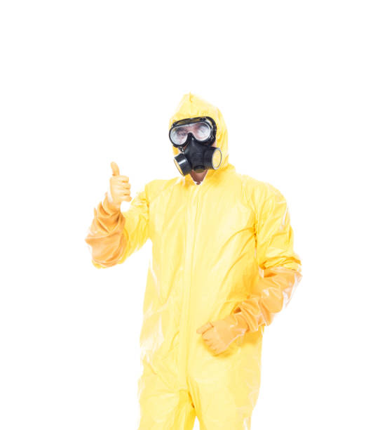 Man wearing hazmat suit ( protective clothing )