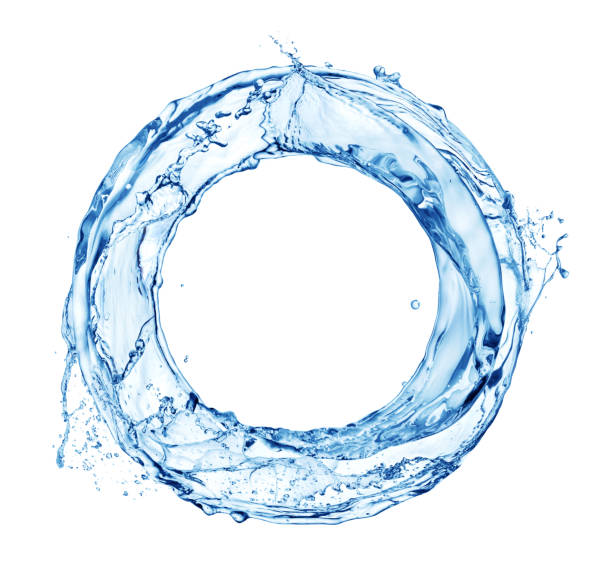 water circle gyre blue water splash circle gyre shape isolated on white background water rings stock pictures, royalty-free photos & images