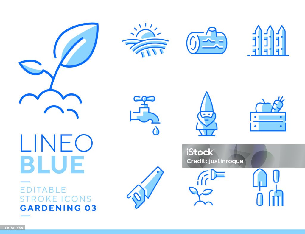 Lineo Blue - Gardening and Seeding line icons Vector icons - Adjust stroke weight - Expand to any size - Change to any color Icon Symbol stock vector