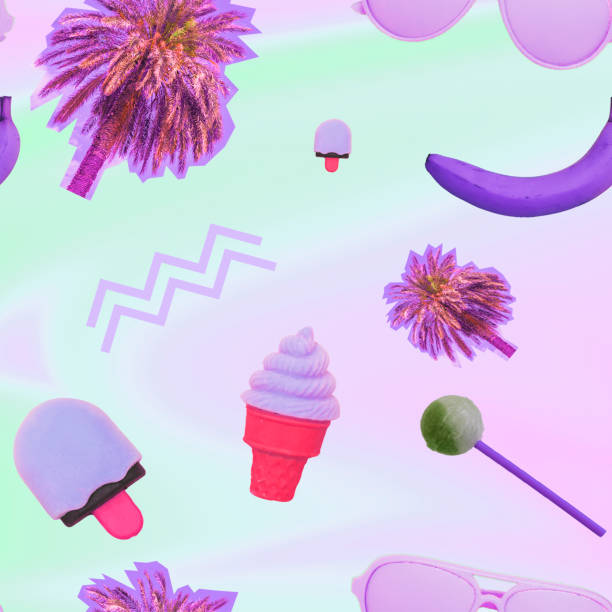istock Pattern of ice creams, lollipops, palm trees and sunglasses 1151575607