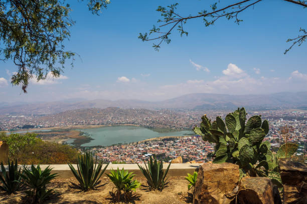 Views of the city of Cochabamba from the Cerro de San Pedro in Bolivia stock photo