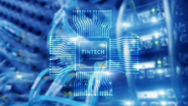 istock Fintech icon on abstract financial technology background. Cpu icon on server room data center blurred background. 1151577277