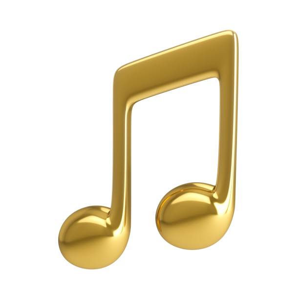 istock 3d Rendering Golden Music Note isolated on white background 1151579267