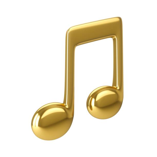 istock 3d Rendering Golden Music Note isolated on white background 1151579283