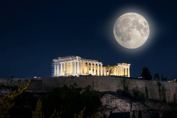 istock Parthenon temple on Acropolis at night, Athens, Greece 1151581279