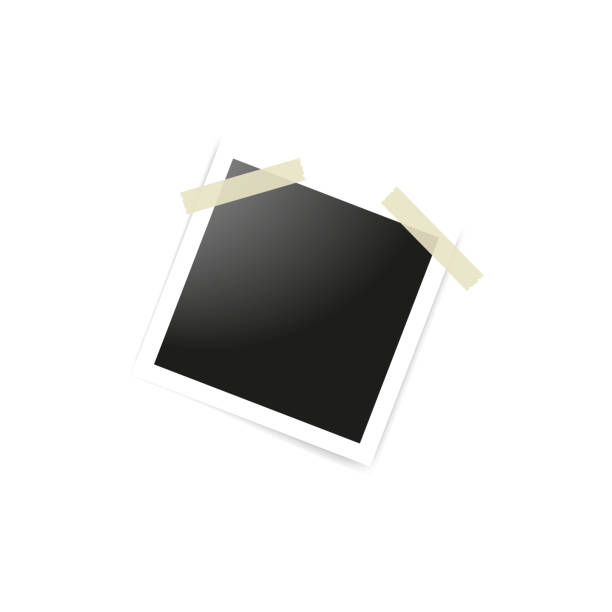 istock Collection of blank photo frames sticked on duct tape to white background. Template mockups for design. Vector illustration 1151584158