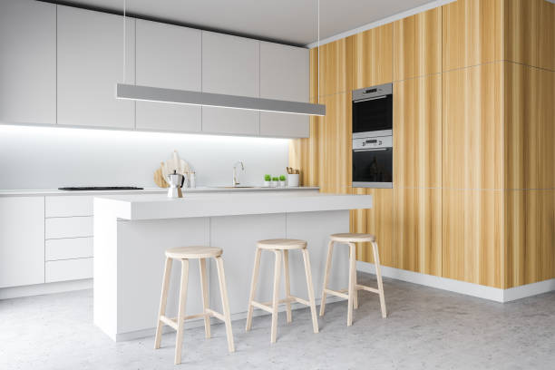 istock Modern cozy disign kitchen interior with furniture. 3d Render. 1151594255