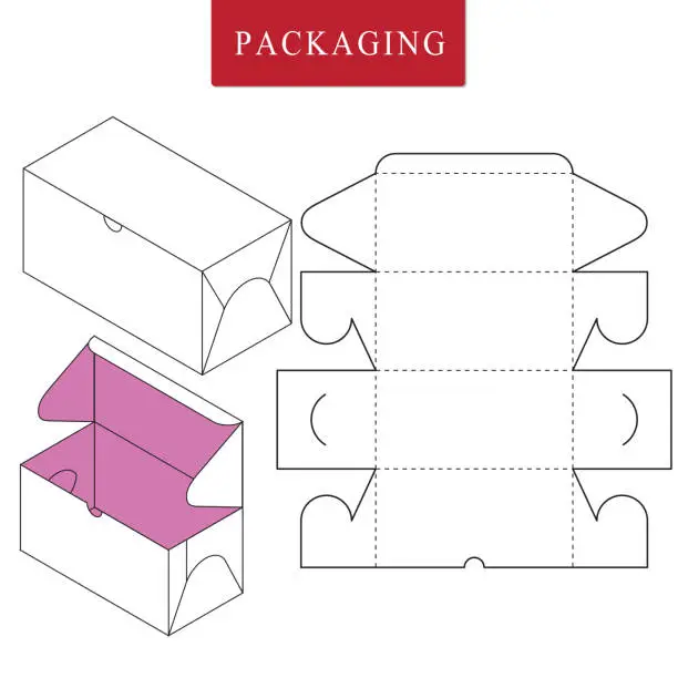 Vector illustration of Vector Illustration of Box.Package Template. Isolated White Retail Mock up.