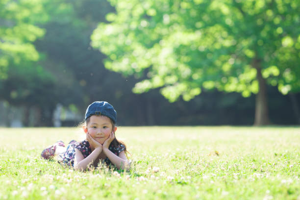 Girl lying on the meadow