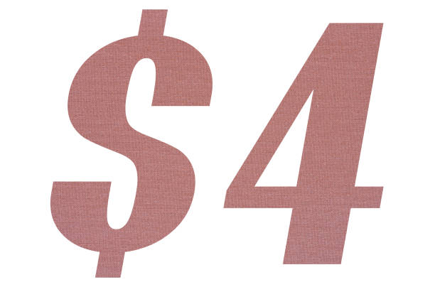 istock 4 Dollar with terracotta colored fabric texture on white background 1151601473