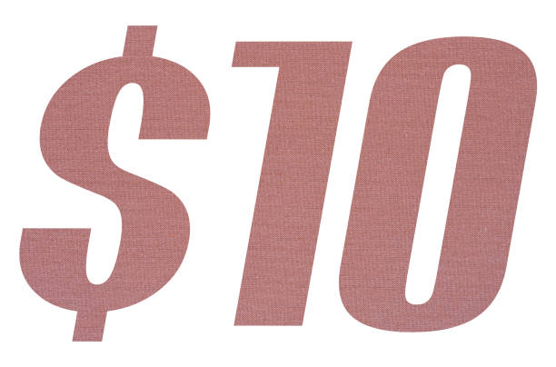 istock 10 Dollar with terracotta colored fabric texture on white background 1151601565