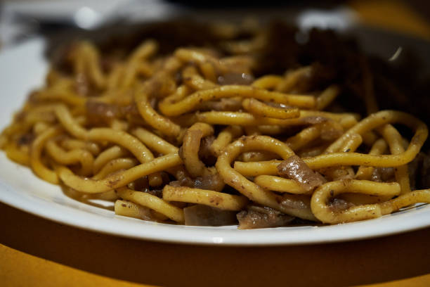 typical Italian pasta: bigoli in salsa