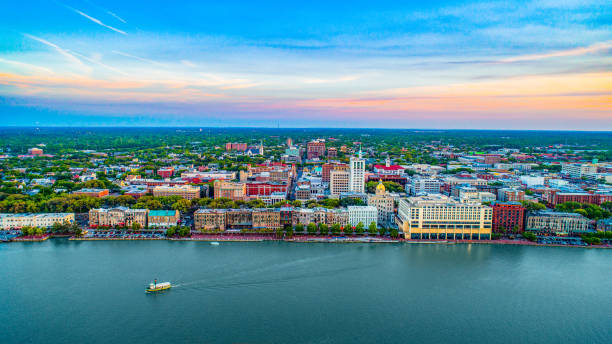 istock Savannah Georgia Downtown Skyline Aerial 1151606830