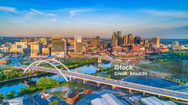 Downtown Nashville Tennessee Usa Aerial Stock Photo - Download Image Now - Nashville, Urban Skyline, Tennessee