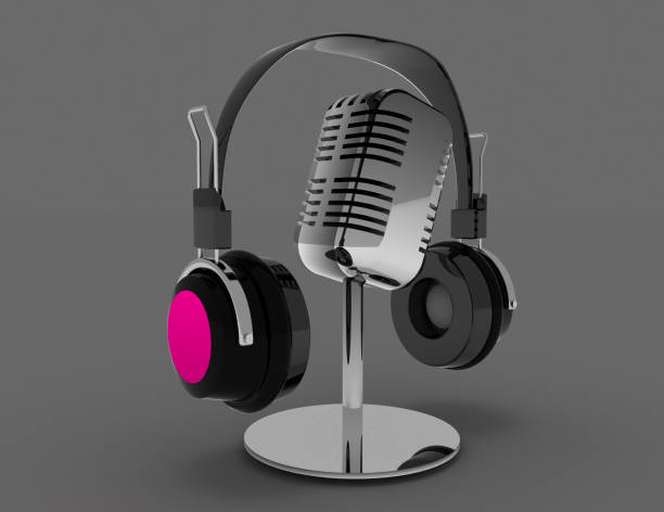 istock Vintage microphone and headphones 1151609564