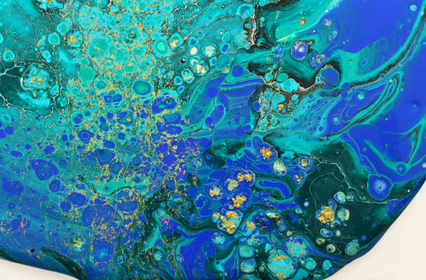 istock Abstract marbleized effect background. Blue creative colors. Beautiful paint with the addition of gold 1151609668
