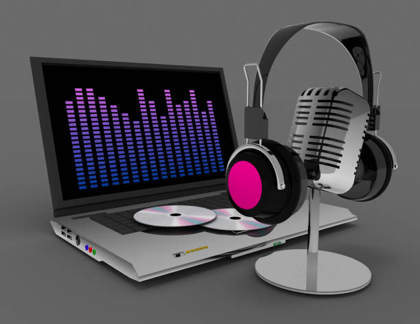 istock Vintage microphone and headphones 1151609804