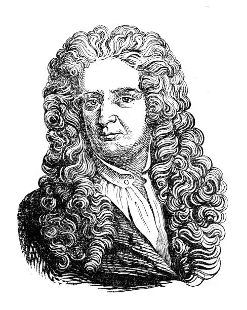 ilustraciones, imágenes clip art, dibujos animados e iconos de stock de ilustración retrato del físico isaac newton - sir isaac newton