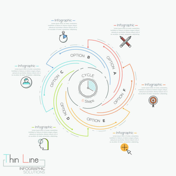 6スパイラル多色要素を持つラウンドインフォグラフィックデザインテンプレート - 2613点のイラスト素材／クリップアート素材／マンガ素材／アイコン素材