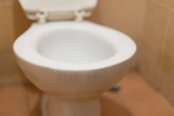 istock White toilet bowl on the floor tiles 1151612882
