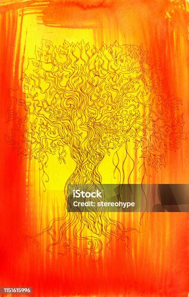 Femine Tree Stock Illustration - Download Image Now - Druidism, Abstract, Allegory Painting