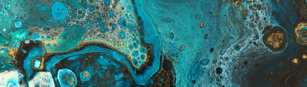 istock Abstract marbleized effect background. Blue creative colors. Beautiful paint with the addition of gold 1151620282