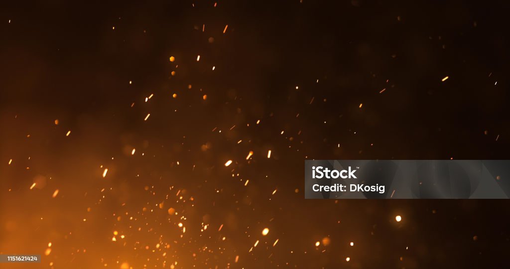 Fire Sparks Background Digitally generated fire sparks, perfectly usable for a wide range of topics like adventure, camping, conflict or natural disasters. Fire - Natural Phenomenon Stock Photo