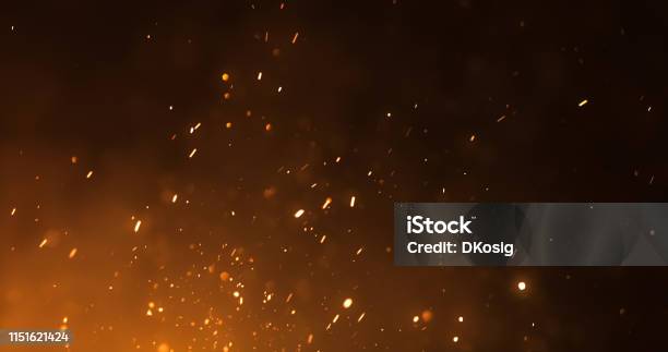 Fire Sparks Background Stock Photo - Download Image Now - Fire - Natural Phenomenon, Sparks, Backgrounds