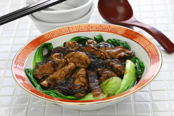 braised dried oysters with black moss (ho see fat choy ) , traditional chinese new year dish