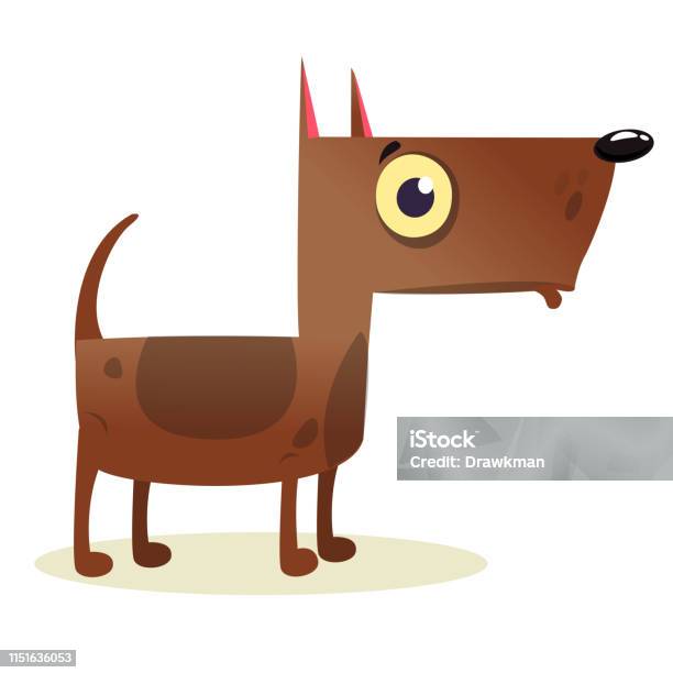 Cartoon Funny Watchdog Pitbull Dog Stock Illustration - Download Image Now - Anger, Animal, Animal Body Part