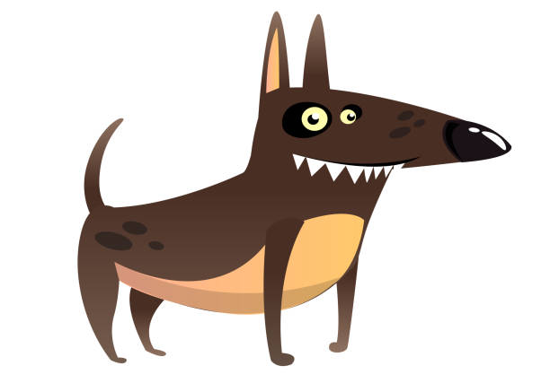 Cartoon Funny Watchdog  Illustration Cartoon Funny Watchdog  Illustration angry dog barking cartoon stock illustrations