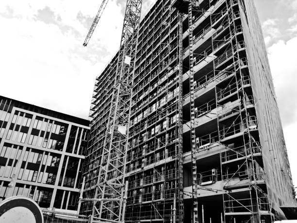 istock On-going construction site for modern upscale residential and business quarters. Black and white 1151639082