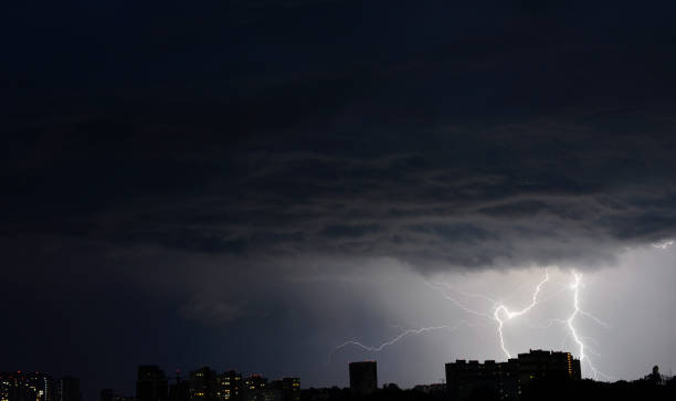 istock Lightning strike over buildings in Kyiv 1151640569
