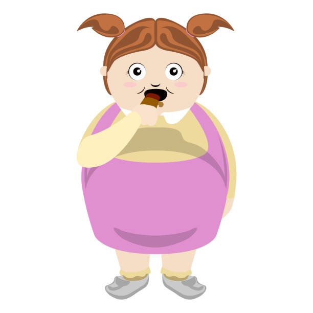 Fat Girl Eating A Chocolate Bar Stock Illustration - Download Image Now -  Bar - Drink Establishment, Cartoon, Child - iStock