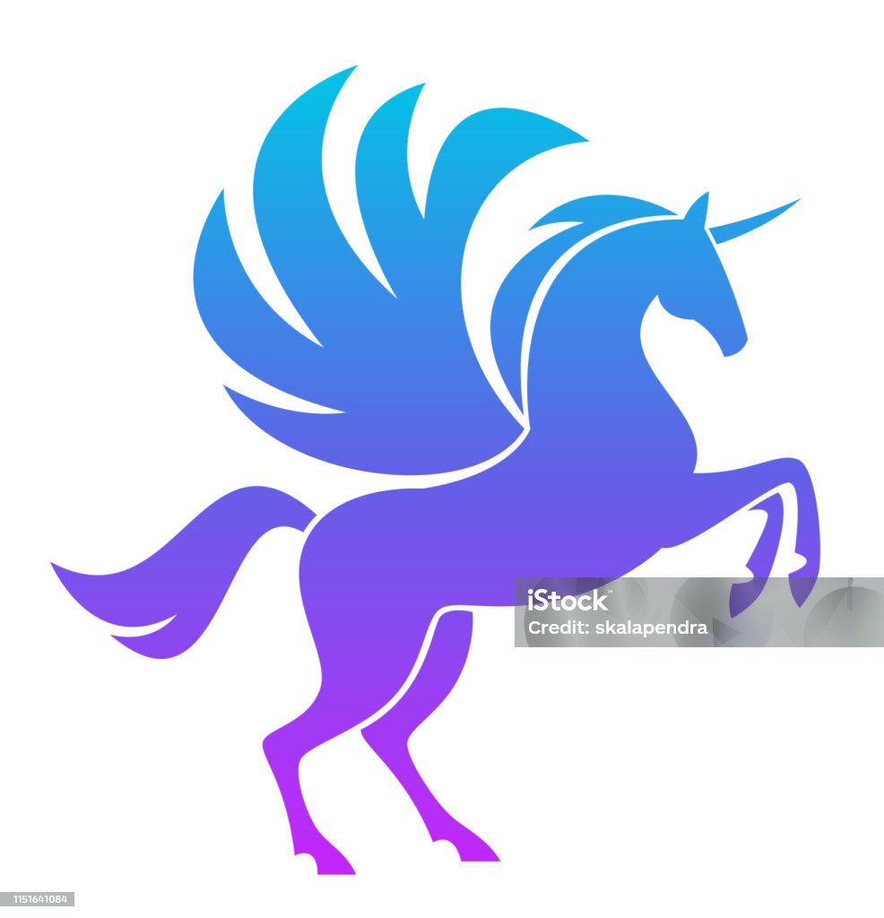 Blue Pegasus Blue Pegasus on a white background Pegasus stock vector