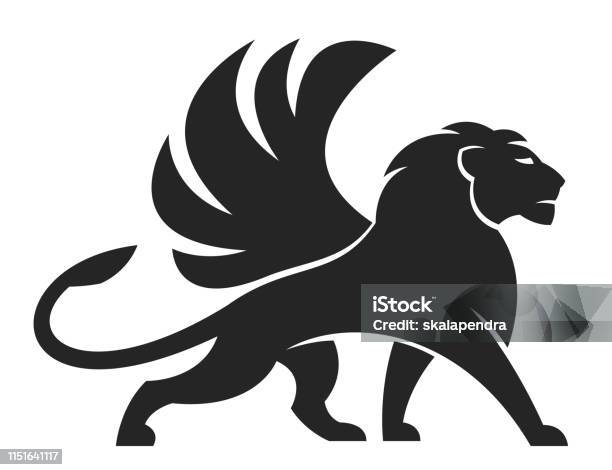 Winged Lion Stock Illustration - Download Image Now - Lion - Feline, Animal Wing, Coat Of Arms