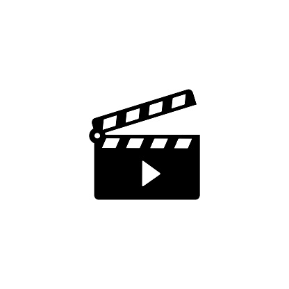 Movie clapper open icon vector