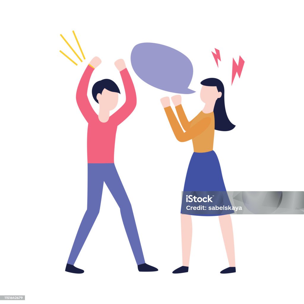 벡터 평면 남자 여자 협상 연설 거품 거절에 대한 스톡 벡터 아트 및 기타 이미지 - 거절, 기포, 기혼 - iStock