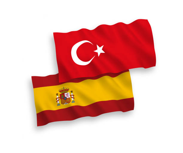 istock Flags of Turkey and Spain on a white background 1151642727