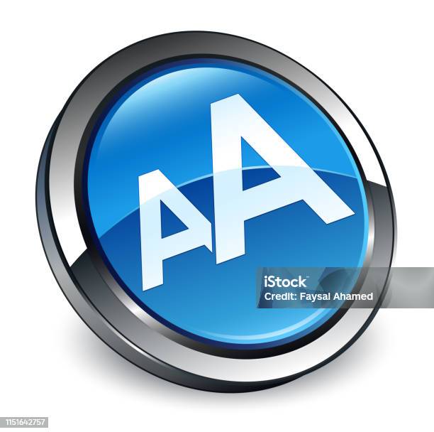 Font Size Icon 3d Blue Round Button Stock Illustration - Download Image Now - Blue, Circle, Horizontal