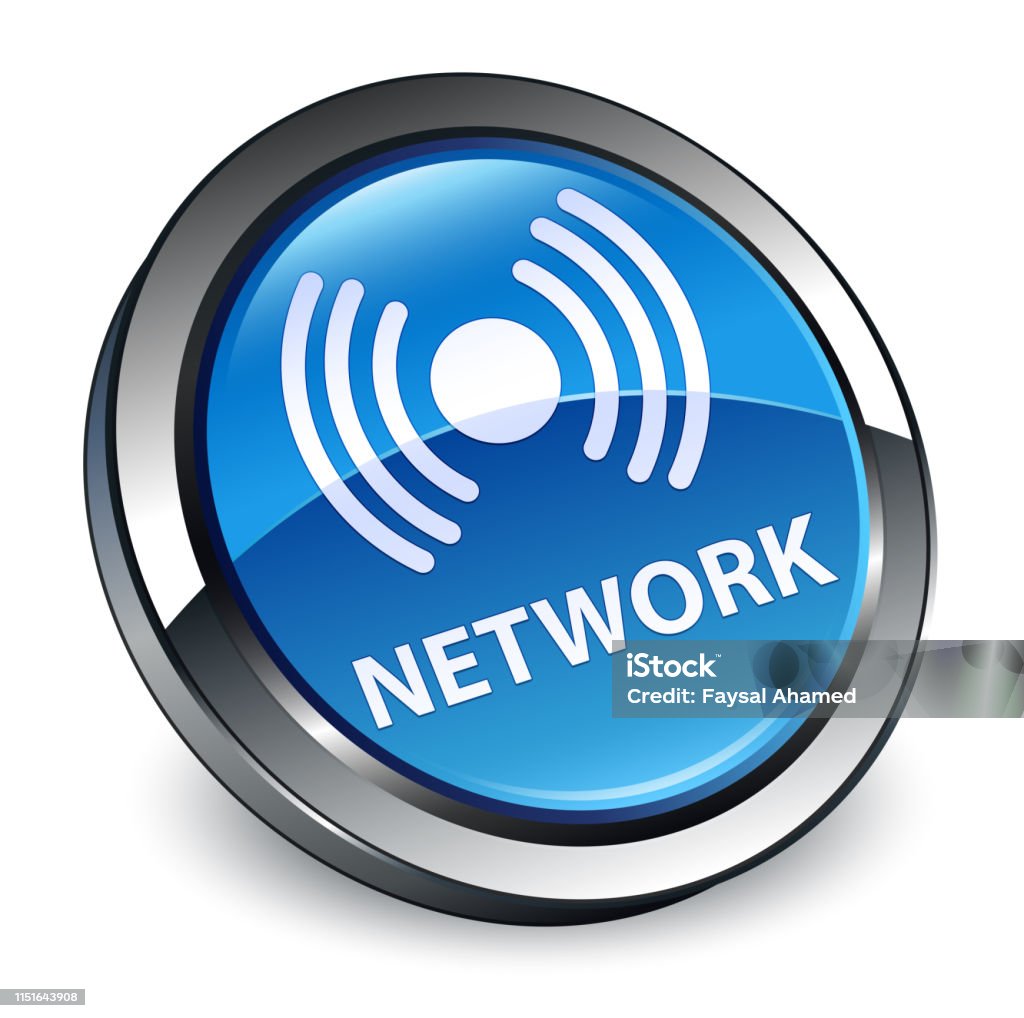 Network Rounded Icon Network 3d Blue Round Button Stock Illustration - Download Image Now ...