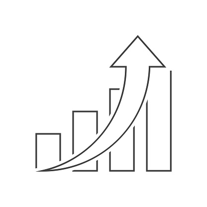 Graph up outline icon on white