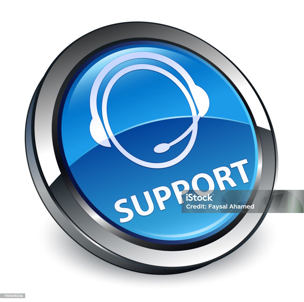 Support Buttonm Support 3d Blue Round Button Stock Illustration - Download Image Now ...