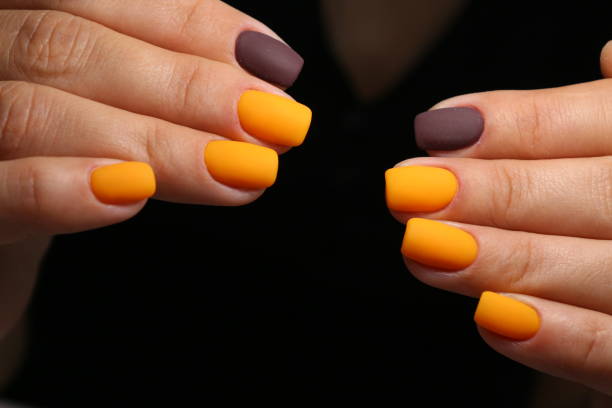 istock Beautiful groomed woman's hands, nails on the light gray background. 1151654835