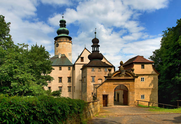 Jablonne v Podjestedi, Czech Republic, July 5, 2016: The castle is located in the Lusatian Mountains, near the town of Jablonne v Podjestedi. The castle has undergone baroque improvements circa 1660, is state owned since 1945 and accessible to public.