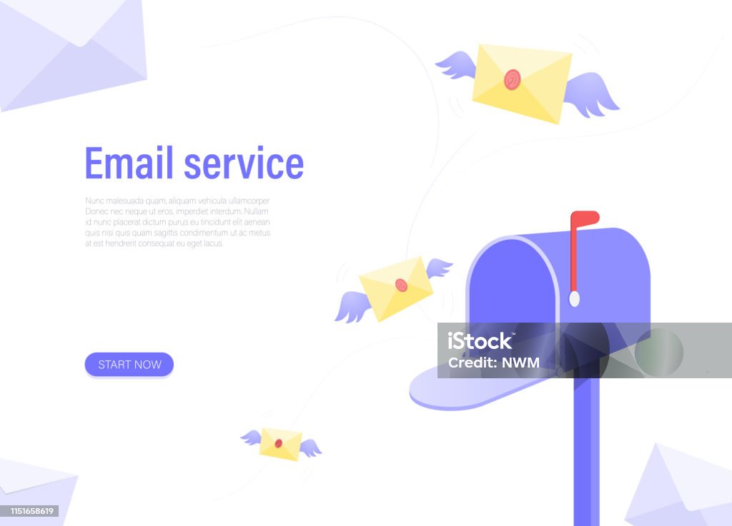 E-Mail-Service. Konzept des Mailbox-Layouts für Grafikdesign. Vektorabbildung - Lizenzfrei Briefkasten Vektorgrafik