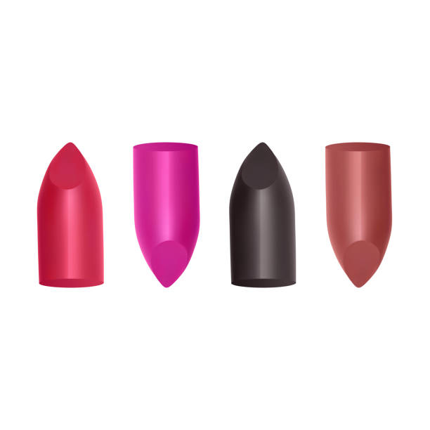 Female luxury. Broken lipstick various shades bright colors template for a poster, realistic mockup, vector illustration Female luxury. Broken lipstick various shades bright colors template for a poster, realistic mockup. broken lipstick stock illustrations
