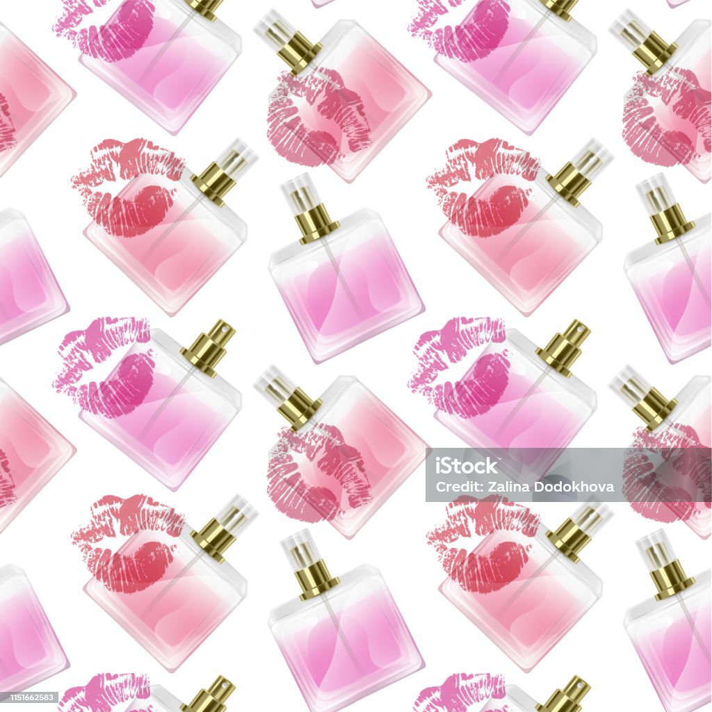 Ilustración de Patrón Interminable Sin Costuras Con Impresión De Botellas De Perfume Y Estampados De Beso En El Estilo De Dibujos Animados Se Puede Utilizar En La Industria Alimentaria Para Fondos De Ilustración de Patrón Interminable Sin Costuras Con Impresión De Botellas De Perfume Y Estampados De Beso En El Estilo De Dibujos Animados Se Puede Utilizar En La Industria Alimentaria Para Fondos De