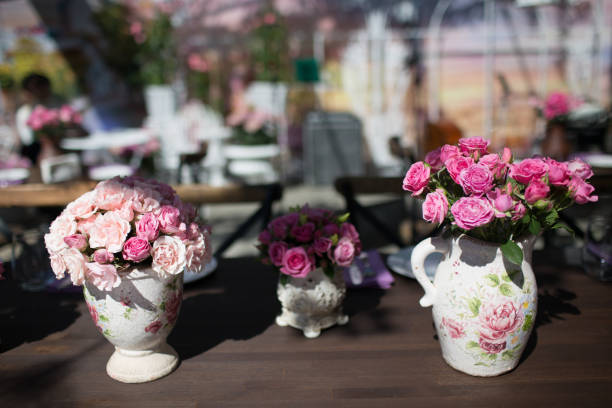 istock Wedding table decor in red white pink colors 1151662965