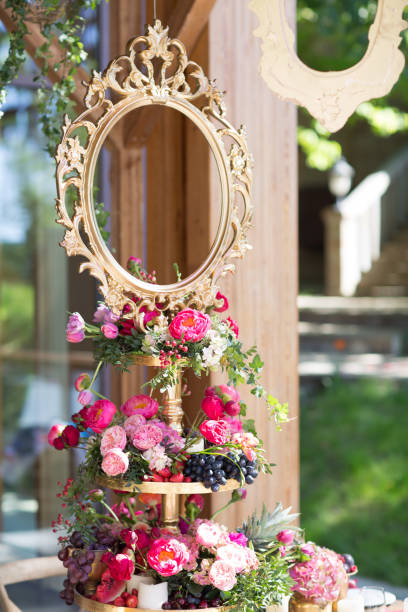 istock Wedding table decor in red white pink colors 1151662970